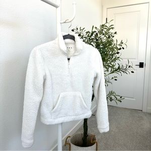Aero Sherpa White Collared Pullover Sweatshirt